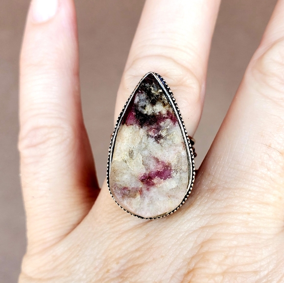 New Rough Ruby in Zoisite 925 Silver Ring. - Picture 6 of 12
